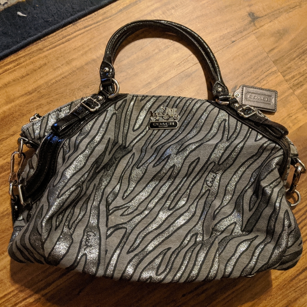 Coach Madison Sophia Lurex Zebra SatchelRare